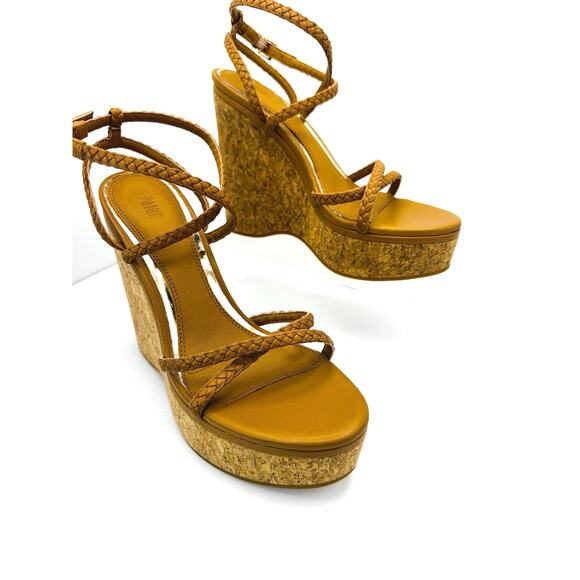 PAIGE cognac Hazel Ankle Strap Platform Wedge Sandal (Women) size 8.5 - Picture 10 of 10
